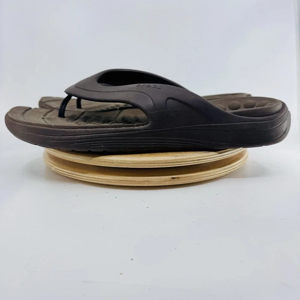 Crocs Modi Sport Flip Flops Mens 13 Brown Lightweight Comfort Sandals Beach